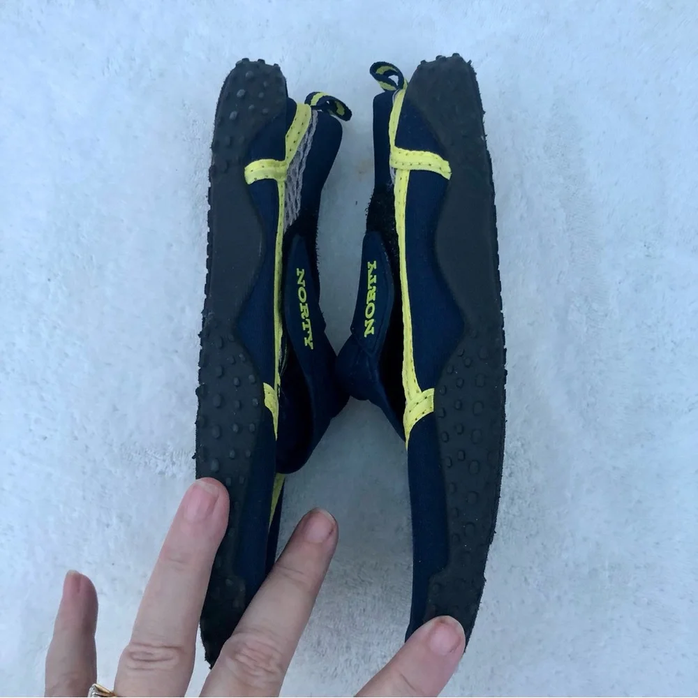 Norty Boys Water Shoes Blue & Yellow Slip On Size Kids 3 Beach Pool
